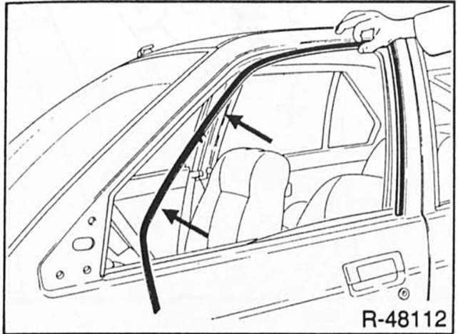 Renault Clio Reparaturanleitung. Äuÿere dichtung vorderer fensterrahmen