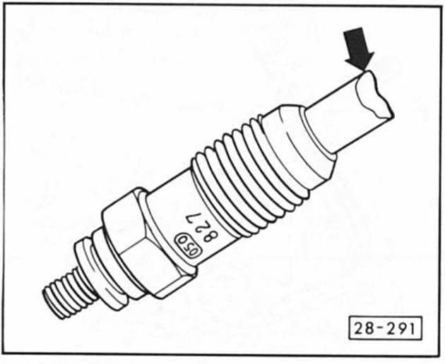 Renault Clio Reparaturanleitung. Glühkerzen mit verbrannten glühstiften