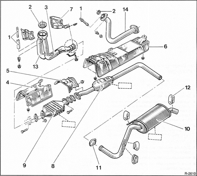 Renault Clio Reparaturanleitung. Abgasanlage aus- und einbauen 