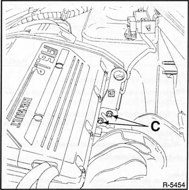 Renault Clio Reparaturanleitung. Ausbau 16v-motor