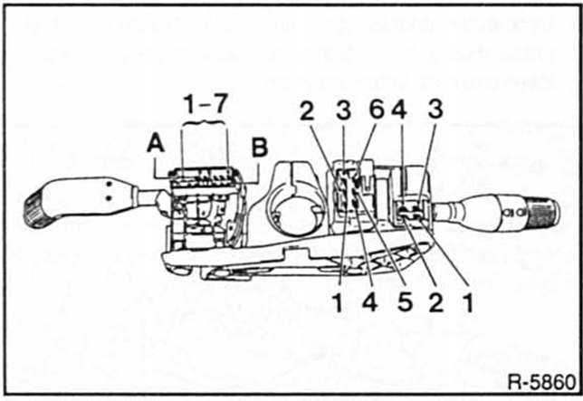 Renault Clio Reparaturanleitung. Steckerbelegung lenkstockschalter 