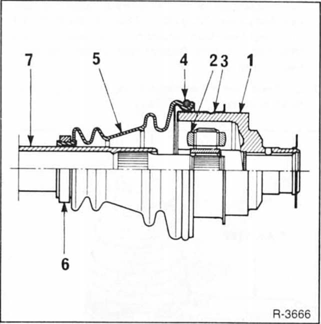 Renault Clio Reparaturanleitung. Gelenkwelle ohne kugellager