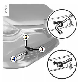 Renault Clio - Benutzen sie ausschlieÿlich die abschleppösen vorne 2 und hinten 5